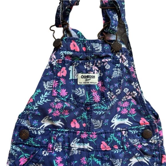 Toddler Girls Oshkosh B'gosh Multi Floral Printed Overalls Coverall - Sz 4T - Picture 3 of 4